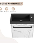ArborEdge Series 20" Marble Contrast Floating Bathroom Vanity with Matte Black Resin Sink & Soft-Close Door