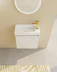 20" Marble White Floating Bathroom Vanity with White Resin Sink & Soft-Close Door