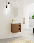 20" Walnut Floating Wall-Mounted Bathroom Vanity with White Resin Sink & Soft-Close Door