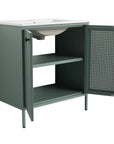 Open cabinet storage of 30" mint green 30 inch bathroom vanity with legs with adjustable shelf | Ace Decor