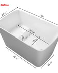 Nectar Series freestanding soaking tub dimensions diagram showing 49" length, 27 7/8" width, 24" height, and 55.3-gallon capacity.
