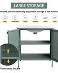 Interior storage of 30" mint green 30 inch bathroom vanity with legs with adjustable shelf | Ace Decor