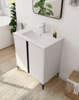 30" White Freestanding Bathroom Vanity with Ceramic Sink - Modern & Compact Design