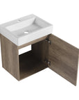 19" Rustic Oak Wall-Mounted Bathroom Vanity with Ceramic Sink and Storage Cabinet