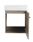19" Rustic Oak Wall-Mounted Bathroom Vanity with Ceramic Sink and Storage Cabinet
