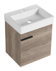 19" bathroom vanity space saver with ceramic sink in rustic oak, side front view | Ace Decor