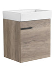 19" Rustic Oak Wall-Mounted Bathroom Vanity with Ceramic Sink and Storage Cabinet