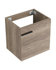 19" bathroom vanity space saver cabinet in rustic oak, angled front view | Ace Decor