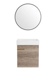 19" Rustic Oak Wall-Mounted Bathroom Vanity with Ceramic Sink and Storage Cabinet