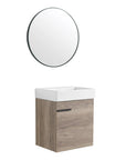 19" Rustic Oak Wall-Mounted Bathroom Vanity with Ceramic Sink and Storage Cabinet