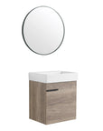 Driftwood Crest Series 19" Wall-Mounted Bathroom Vanity with Ceramic Sink in Rustic Oak