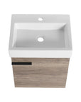 19" Rustic Oak Wall-Mounted Bathroom Vanity with Ceramic Sink and Storage Cabinet