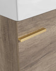 19" Rustic Oak Wall-Mounted Bathroom Vanity with Ceramic Sink and Storage Cabinet