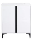 30" White Freestanding Bathroom Vanity with Ceramic Sink - Modern & Compact Design