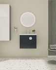 Wall-mounted 24 inch bathroom black vanity styled in a modern bathroom setting | Ace Decor