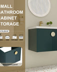 24 inch green bathroom vanity with sink, floating vanity with compact storage for small bathroom | Ace Decor