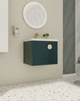 24 inch green bathroom vanity with sink, wall-mounted floating vanity in contemporary bathroom setting | Ace Decor