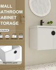 Small bathroom storage layout with floating bathroom vanity 24 inch wall mounted | Ace Decor