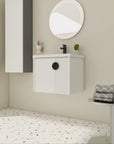 Floating bathroom vanity 24 inch with fluted panel and matte black faucet, compact 24 inch wall-mounted design | Ace Decor