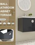 Civetta-Fluted Series 24" Floating Bathroom Vanity with Undermount Sink - Black