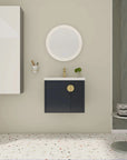 Wall-mounted 24 inch bathroom black vanity styled in a modern bathroom setting | Ace Decor
