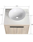 24" vessel sink vanity top view with dimension measurements | Ace Decor