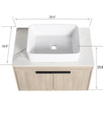 30" Modern Floating Bathroom Vanity with Ceramic Basin & Soft Close Door - White Oak Wall-Mounted Design