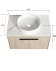 30" Modern Floating Bathroom Vanity with Ceramic Basin & Soft Close Door - White Oak Wall-Mounted Design color: White Oak