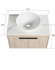 30" Modern Floating Bathroom Vanity with Ceramic Basin & Soft Close Door - White Oak Wall-Mounted Design color: White Oak