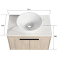 30" Modern Floating Bathroom Vanity with Ceramic Basin & Soft Close Door - White Oak Wall-Mounted Design color: White Oak