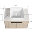30" Modern Floating Bathroom Vanity with Ceramic Basin & Soft Close Door - White Oak Wall-Mounted Design color: White Oak