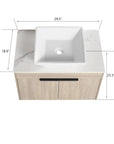 30" Modern Floating Bathroom Vanity with Ceramic Basin & Soft Close Door - White Oak Wall-Mounted Design color: White Oak