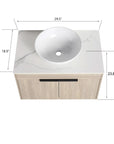 30" Modern Floating Bathroom Vanity with Ceramic Basin & Soft Close Door - White Oak Wall-Mounted Design color: White Oak