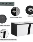32" Floating Wall-Mounted Bathroom Vanity with Single Sink & Soft-Close Cabinet Door size: 40 X 20