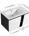 32" wide bathroom vanity dimensions graphic with overall size details | Ace Decor