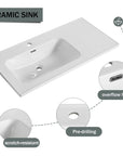 40" wall mounted vanity unit ceramic sink feature graphic | Ace Decor