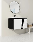 32" wide bathroom vanity with sink in modern bathroom, angled room view | Ace Decor