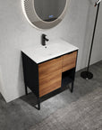 30" brown bathroom vanities with modern sink and wood cabinet in bathroom setting | Ace Decor