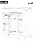 bathroom vanity cabinet with sink top door and two drawers color: white