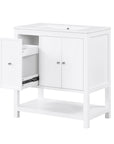 30" Bathroom Vanity Cabinet with Sink Top Doors and One DrawerOTwo ne Package White