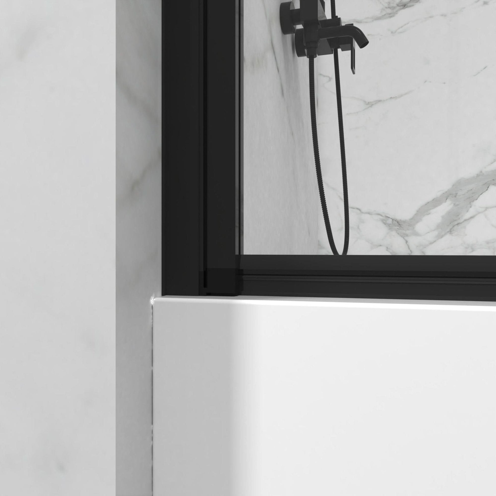 31.5" X 55" Pivot Bathtub Door Frameless color:Matte Black