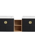 60 inch bathroom combo vanities featuring wall-mounted double sink design with open center storage | Ace Decor