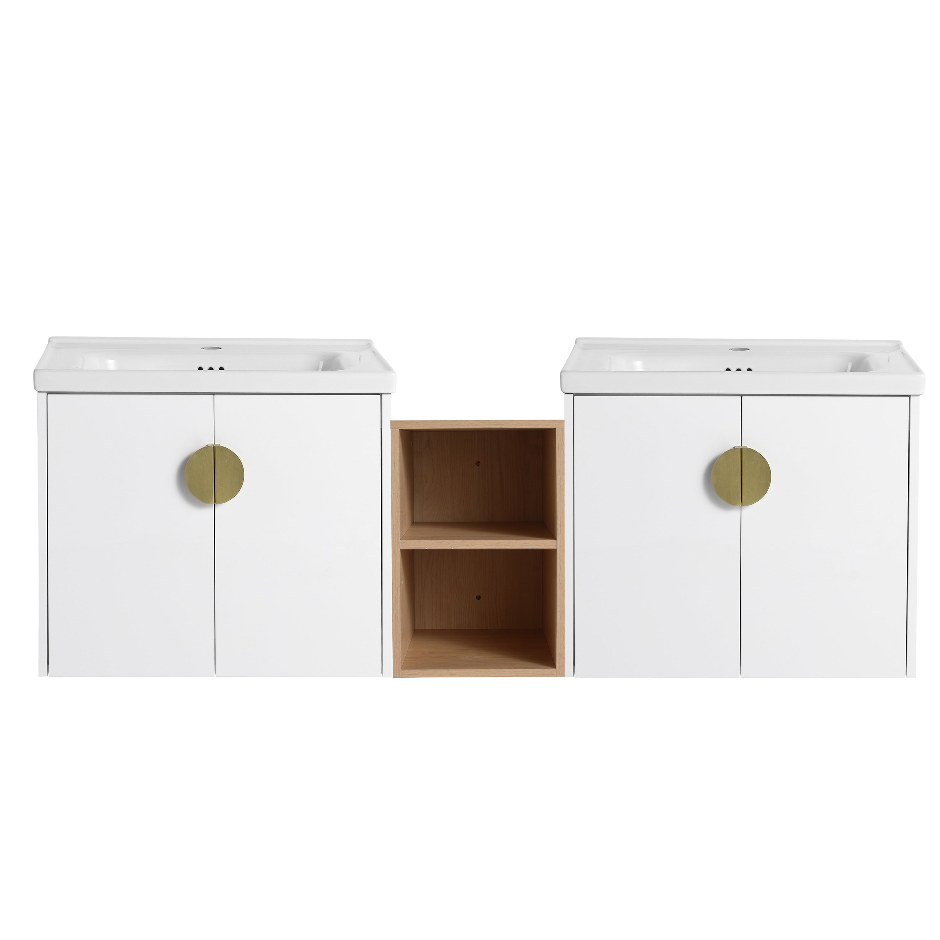 Alira 60'' Wall-Mounted Double Vanity – Glossy White Finish