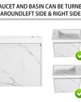 20" Marble White Floating Bathroom Vanity with White Resin Sink & Soft-Close Door