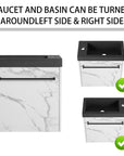 20" Marble Contrast Floating Bathroom Vanity with Black Resin Sink & Soft-Close Door