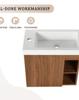20" Walnut Floating Wall-Mounted Bathroom Vanity with White Resin Sink & Soft-Close Door