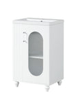 20" Vintage White Bathroom Vanity Cabinet with Sink & Two-tier Adjustable Shelf