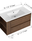 36" vanity dimension view for 36 inch wall mounted bathroom vanity | Ace Decor