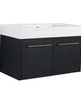 Noirline Series 36" Black Chestnut Wall-Mounted Bathroom Vanity with Thick Resin Sink
