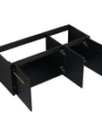 47" vanity cabinet without sink black chestnut base with open doors showing spacious interior storage | Ace Decor